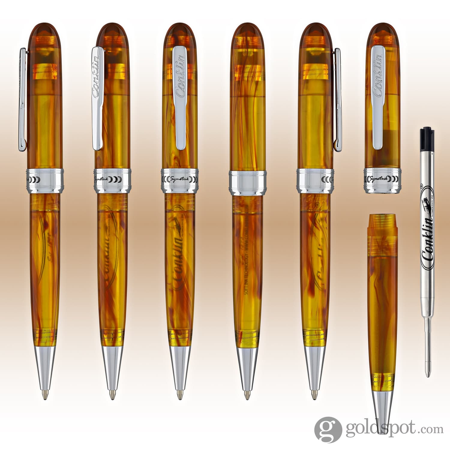 Conklin Symetrik Ballpoint Pen in Precious Amber - Premium Writing Instrument for Professionals & Gift Giving - Perfect for Office, Business Meetings & Special Occasions