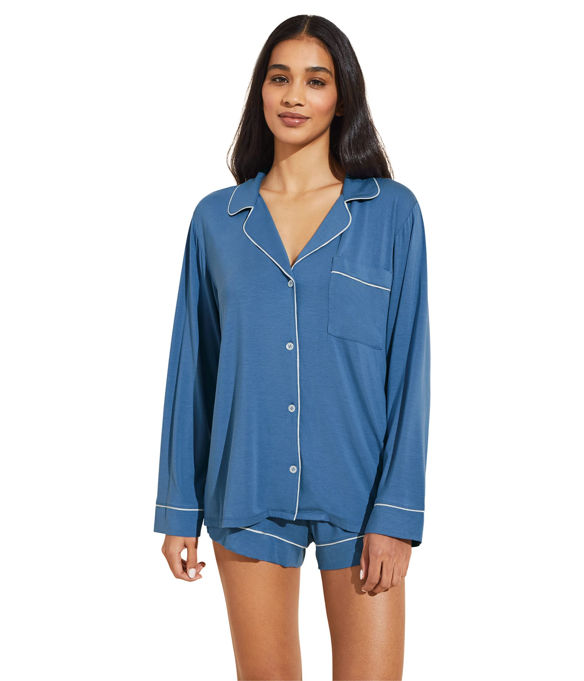 Eberjey Gisele Classic Women's Pajama Set - Soft Long Sleeve Shirt & Comfortable Shorts for Sleepwear, Lounge & Relaxation at Home