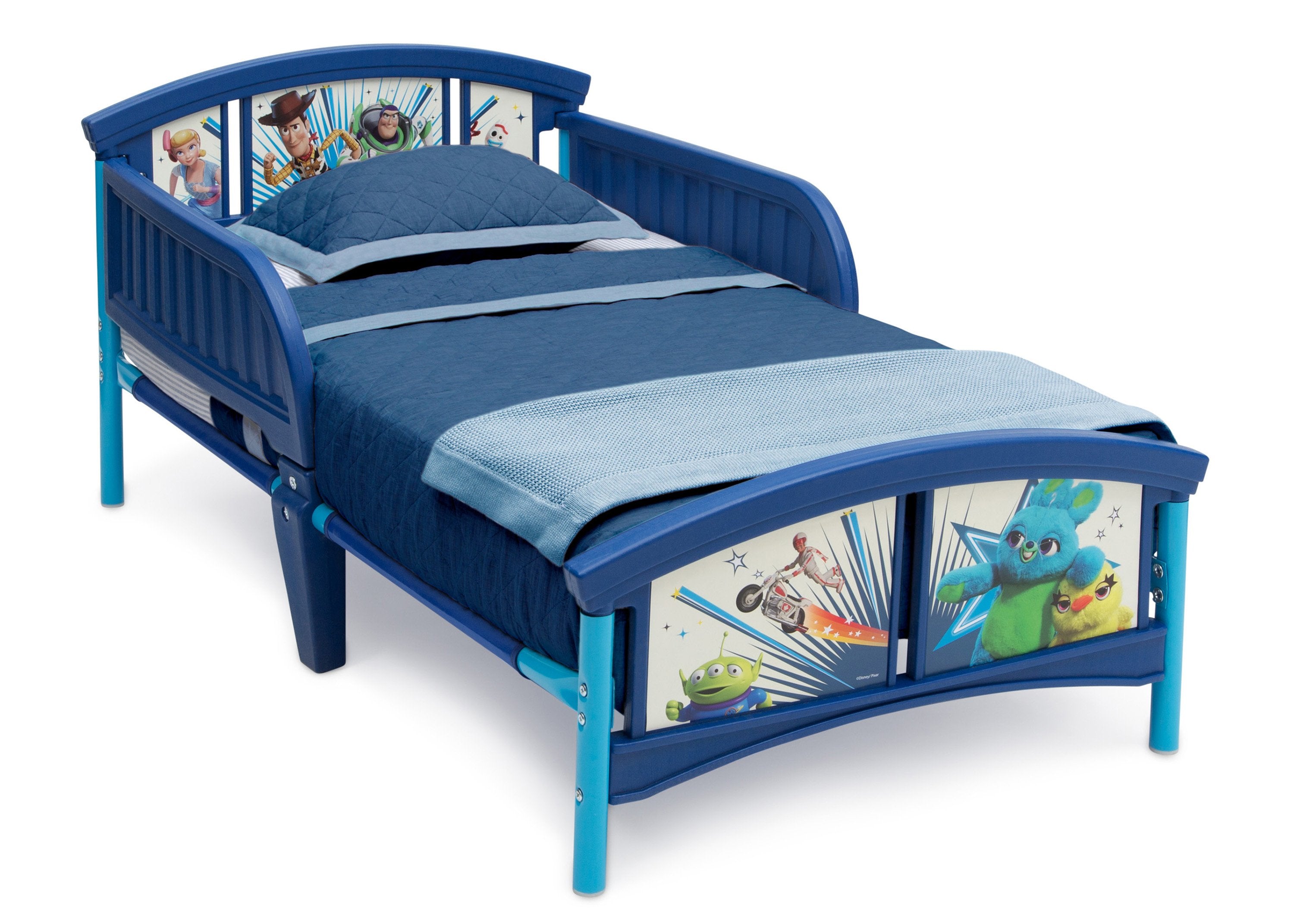 Toy Story 4 Plastic Toddler Bed for Kids - Disney Pixar Character Themed Children's Sleeping Furniture - Perfect for Nursery, Bedroom, and Daycare Use