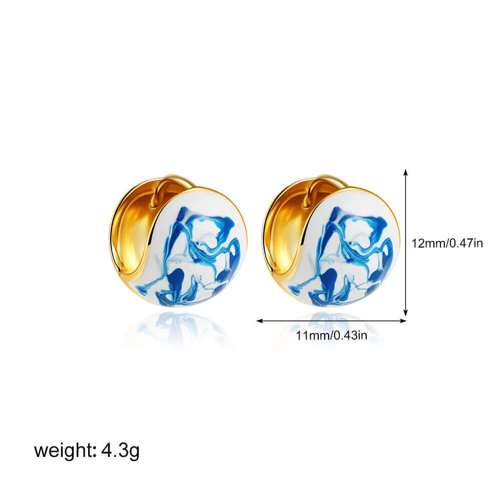 Elegant Porcelain Marble Clip-On Earrings Studs | T224 | Perfect for Weddings, Parties & Special Occasions