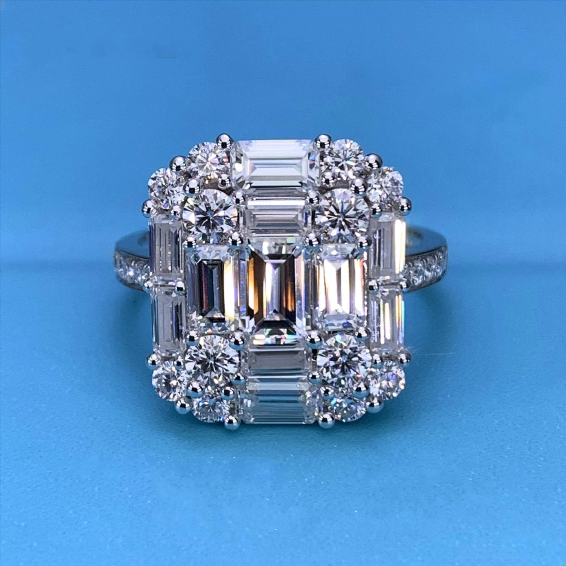925 Sterling Silver Shiny Full Diamond Ring for Women - Cubic Zirconia CZ Multi Row Eternity Wedding Band (Size 9) | Perfect for Engagement, Anniversary & Special Occasions