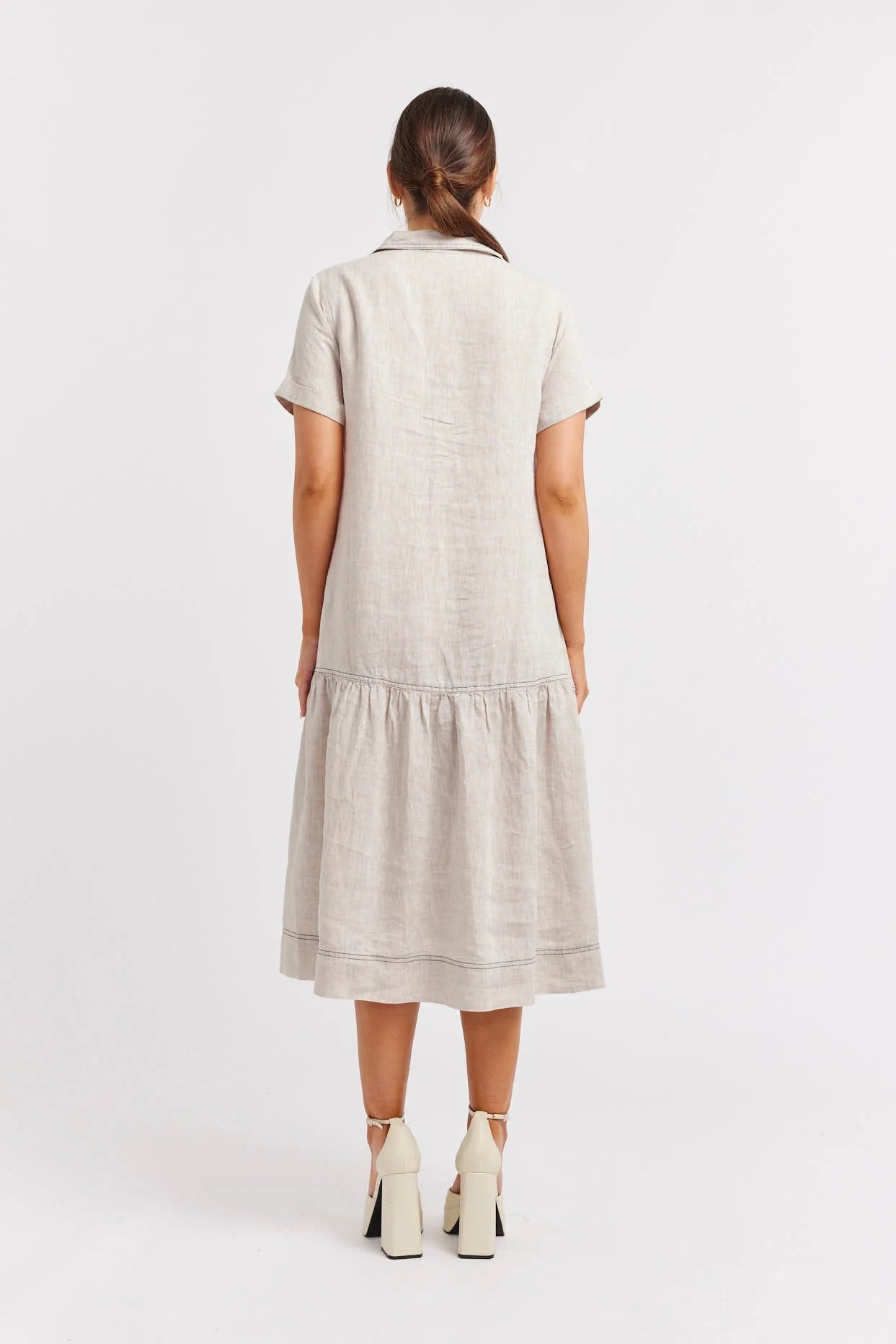 DORA Linen Dress for Women - String & Navy Blue - Summer Casual Dress for Beach, Travel, and Everyday Wear