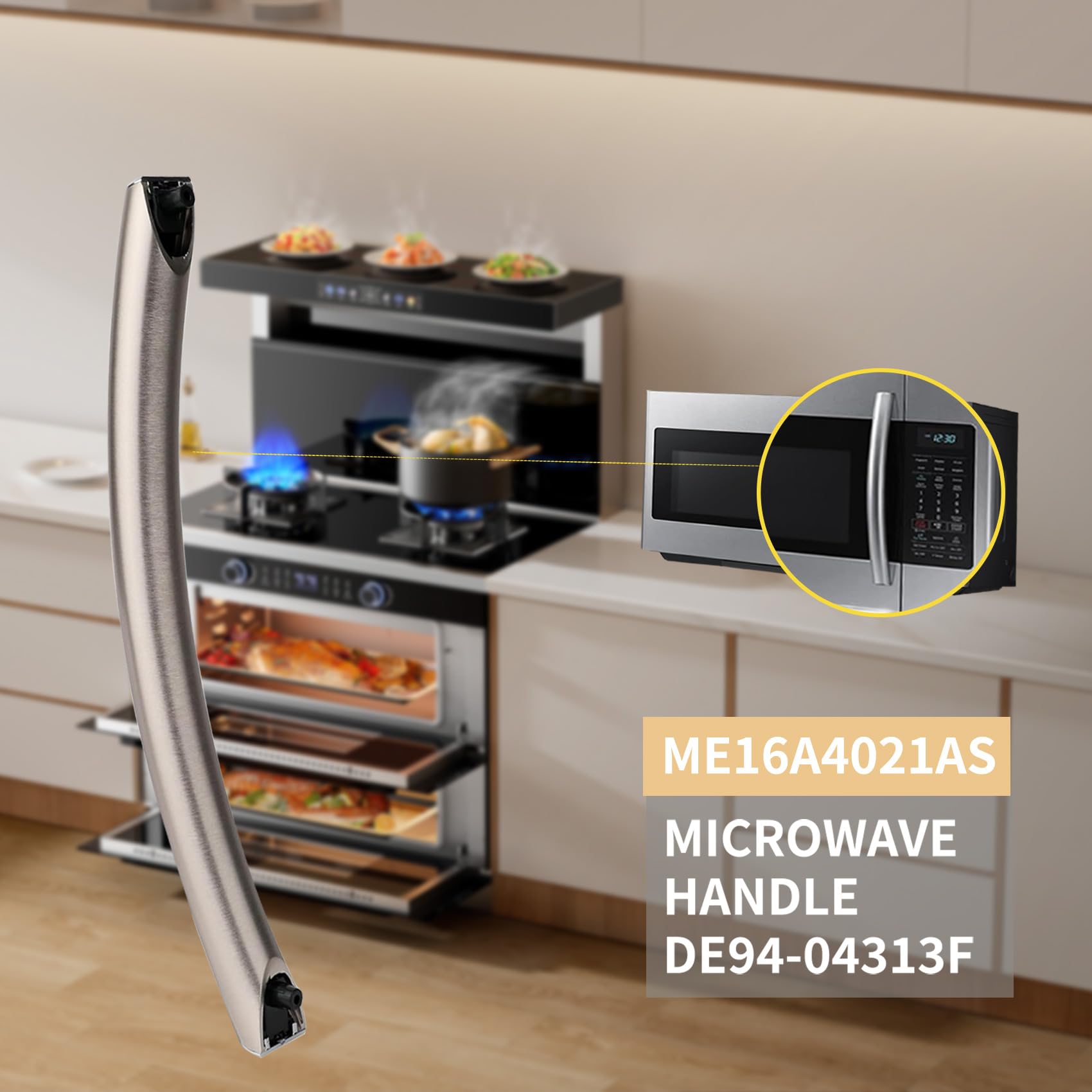 Upgraded DE94-04313F Microwave Door Handle Replacement - Compatible with Samsung ME16A4021AS & ME17R7011ES Microwave Ovens - Includes 2 Screws - Easy DIY Repair for Broken Microwave Door Handles - Perfect for Home Kitchen Appliance Maintenance