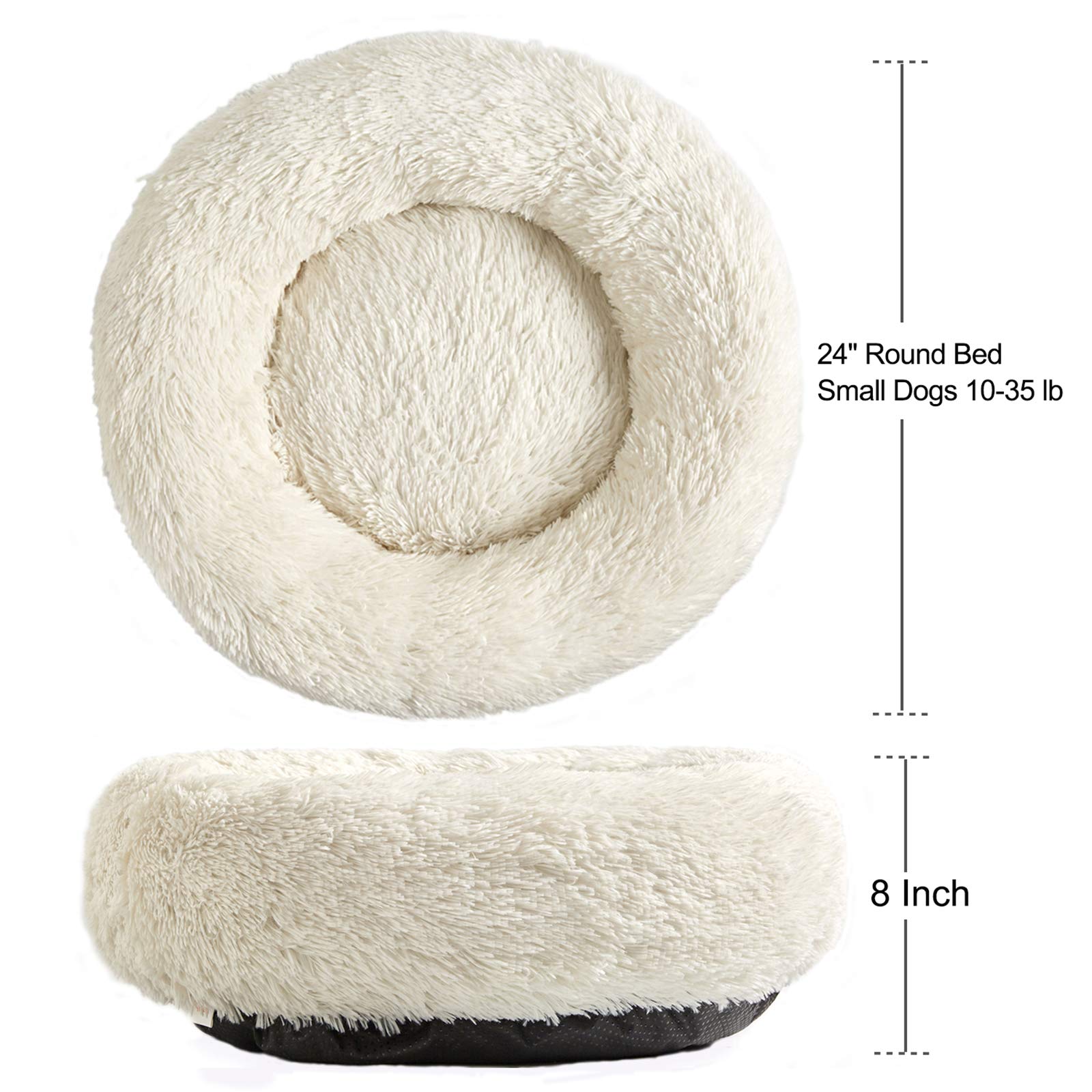 Washable Round Donut Dog Bed for Small Dogs - Soft & Comfy Calming Cuddler Pet Bed - Perfect for Puppies, Travel & Home Use