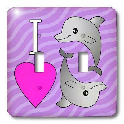 3D Rose I Love Dolphins Purple Double Toggle Switch - Perfect for Marine Enthusiasts, Boat Accessories, and Home Decor