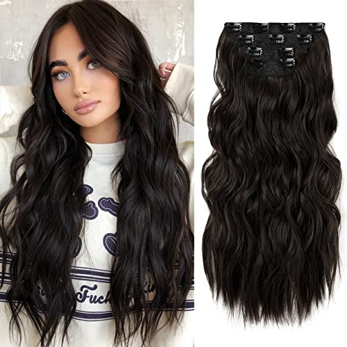 4PCS Clip-in Synthetic Hair Extensions - Long & Thick Hair Extensions for Women - Perfect for Parties, Weddings & Everyday Styling