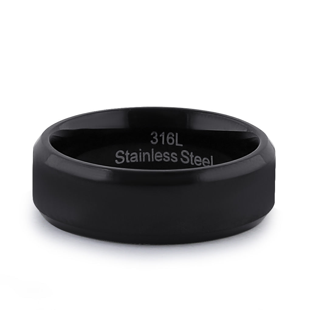 Premium Stainless Steel Men's Black Textured Wedding Band with Polish Edges - Perfect for Engagement, Anniversary & Everyday Wear