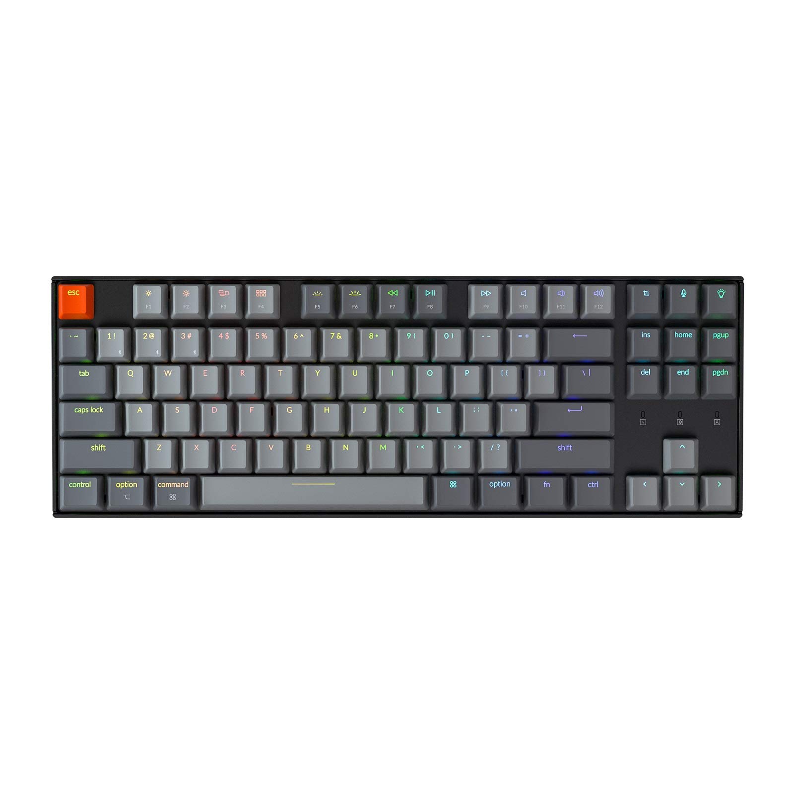 Keychron K8 Hot-Swappable Wireless Bluetooth 5.1/USB Wired Mechanical Gaming Keyboard - 87-Key Tenkeyless Design with Gateron G Pro Blue Switches, RGB Backlight, N-Key Rollover - Compatible with Mac & Windows - Perfect for Gaming, Coding & Office Work