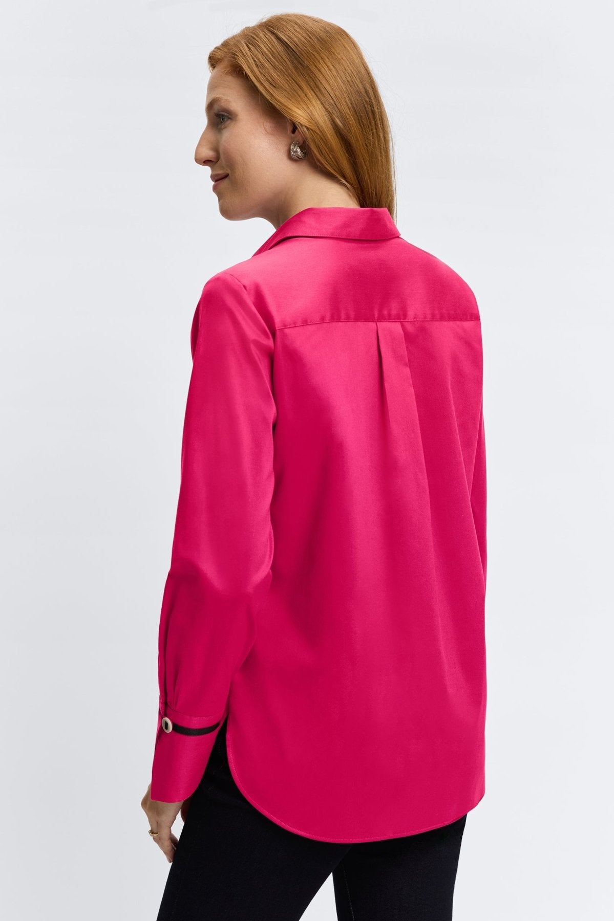 No Iron Stretch Matte Sateen Long Sleeve Shirt for Women - Wrinkle-Free Comfort Office & Casual Wear - Perfect for Business, Travel & Everyday Outfits