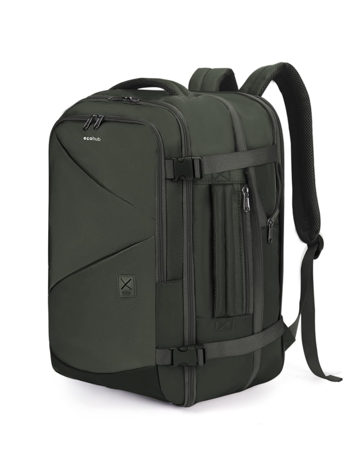 ECOHUB Expandable Carry On Travel Backpack - 17 Inch Water Resistant Laptop Backpack with 12 Pockets & Wet Pocket, 30L Flight Approved Personal Item Bag (18x14x8) for Business Travel, Commuting & College - Perfect for Airplanes, Work & Daily Use
