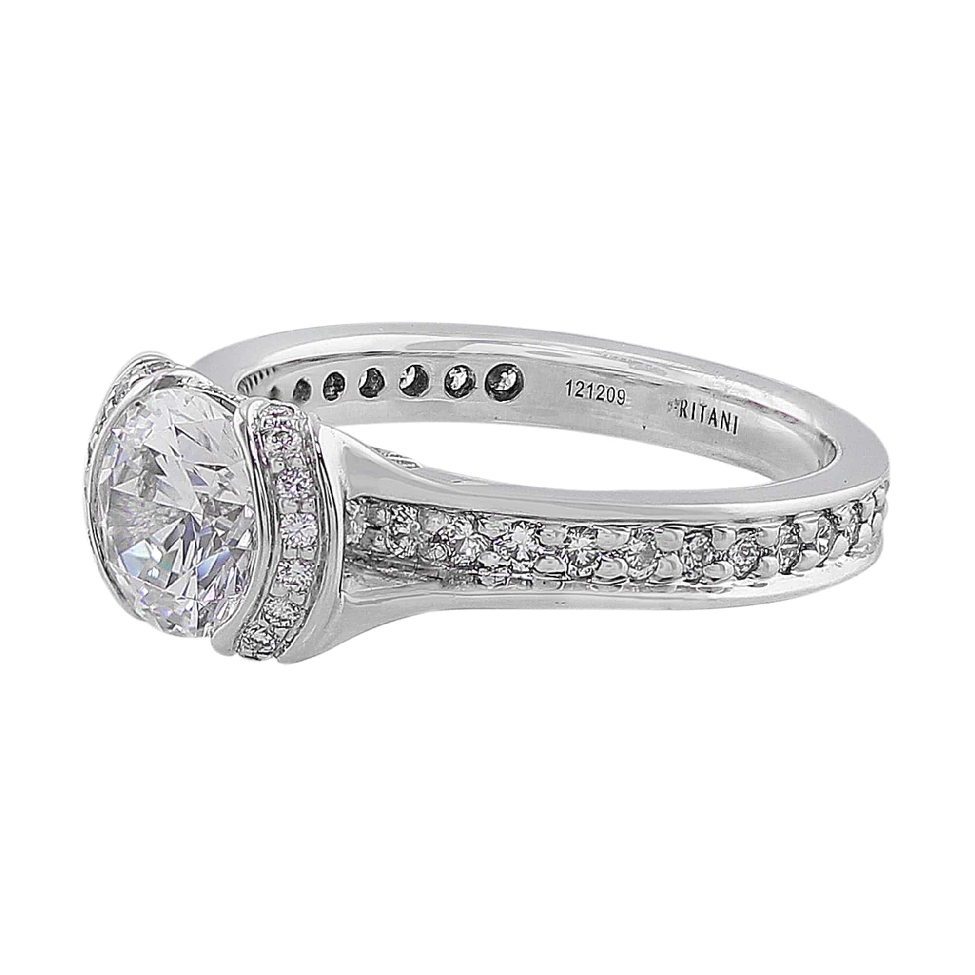 18K White Gold Partial Bezel Diamond Engagement Ring - Elegant Wedding Band for Women, Perfect for Proposals & Anniversaries