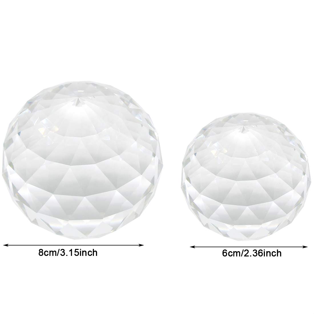 2 Pack Clear Crystal Ball Prism Window Rainbow Maker - 80mm & 60mm Feng Shui Sun Catchers for Home Decor, Meditation & Positive Energy, Creates Beautiful Rainbows in Rooms, Gardens & Windows