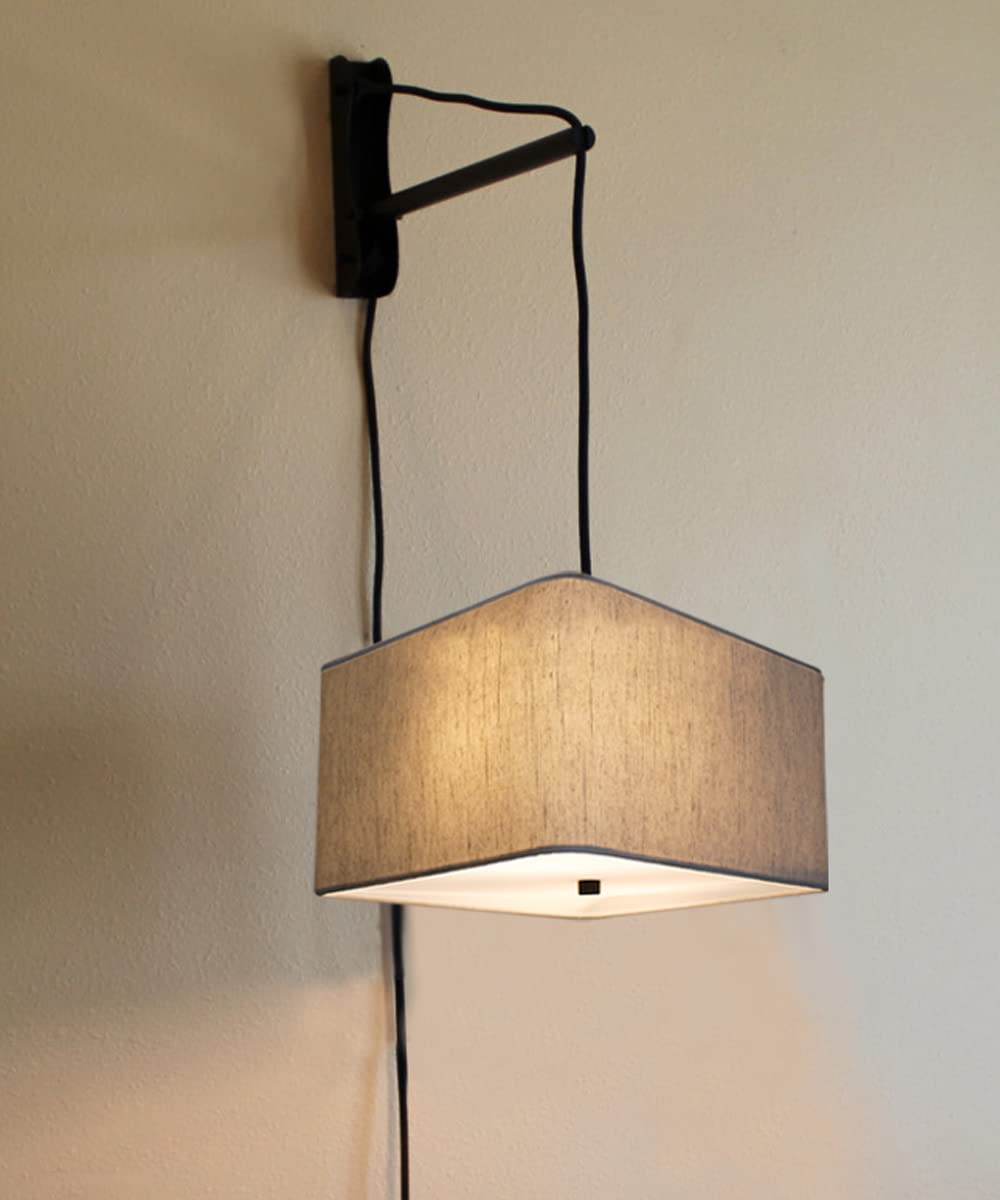 HomeConcept MAST Plug-in Wall Mount Pendant Light - 2 Light White Cord with Diffuser & Textured Oatmeal Shade (16x16x09) - Perfect for Kitchen Island, Dining Room & Bedroom Lighting