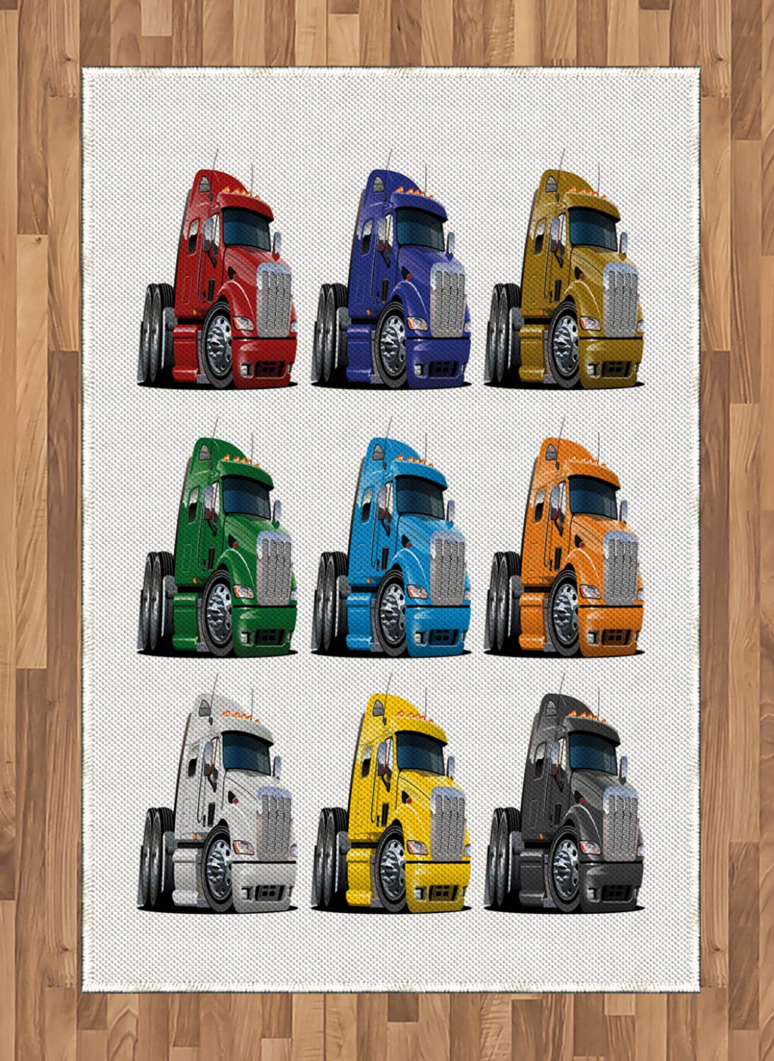 Ambesonne Colorful Semi Truck Themed Area Rug - 4' x 5' 7