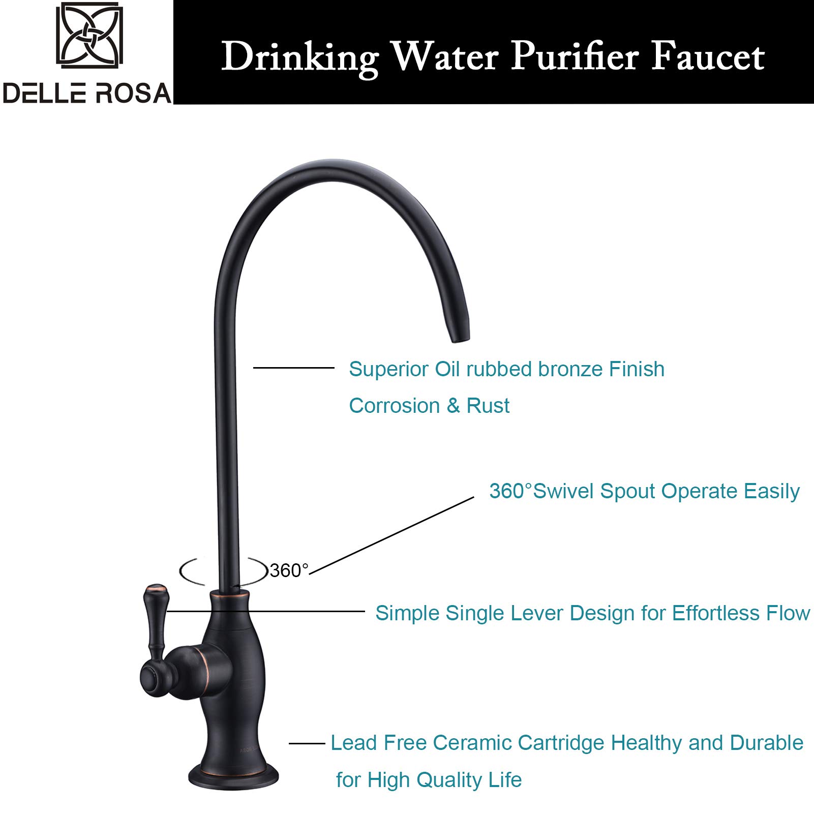 Premium Commercial Drinking Water Purifier Faucet - Oil Rubbed Bronze Under Sink Water Filtration System for Kitchen & Bar | Perfect for Restaurants, Coffee Shops, and Home Use