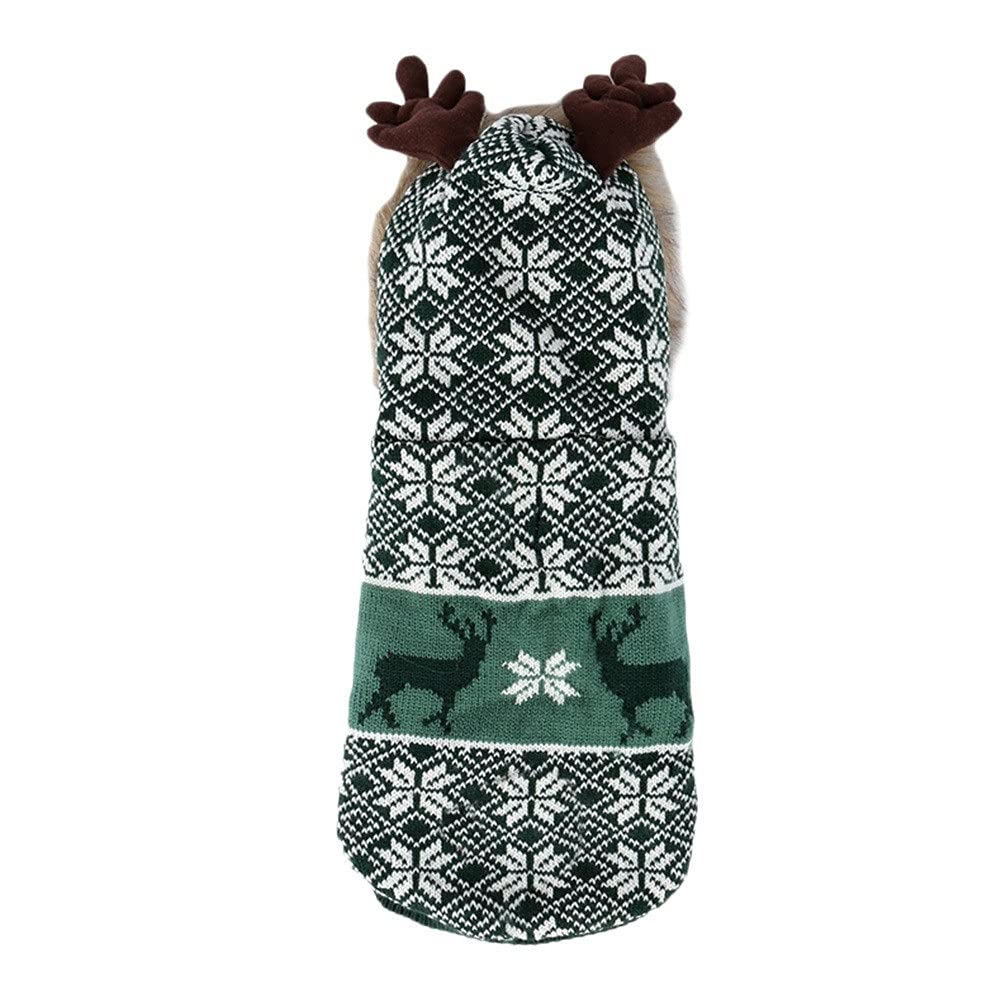 Cute Cartoon Pet Reindeer Costume - Velvet Fleece Dog Hoodie for Halloween & Christmas | Warm Winter Hooded Sweater Jacket for Small Medium Large Dogs - Perfect for Holiday Photos & Indoor/Outdoor Wear