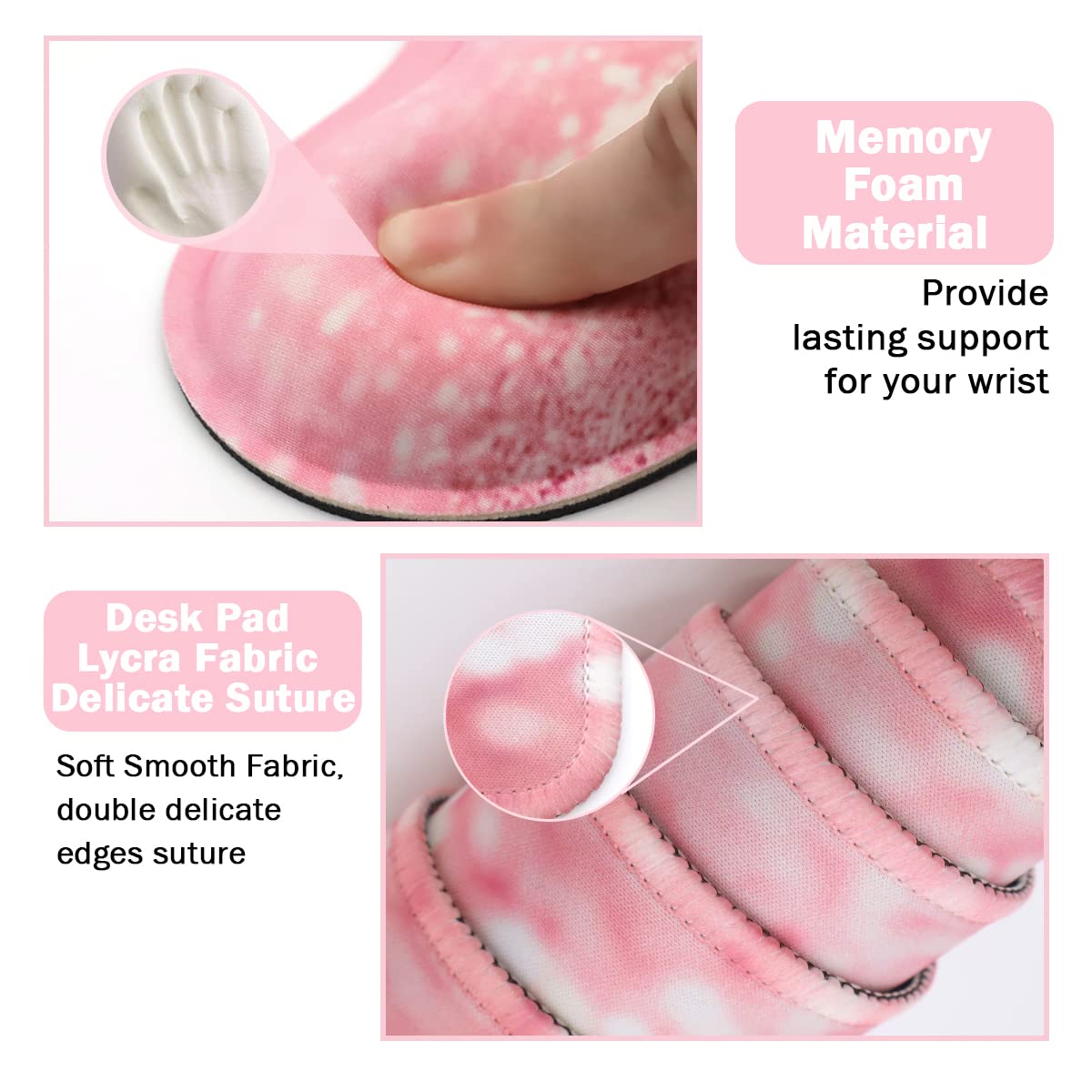 Ergonomic Keyboard and Mouse Pad Set with Memory Foam Wrist Rest - 35.4×15.7 Inch Extended Desk Mat for Comfortable Typing, Gaming & Office Work (3-Piece Set, Pink Stay Positive Design) - Perfect for Home Office, PC Gaming & Productivity Workspace
