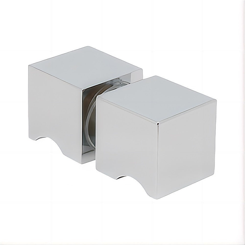120cm Frameless Shower Screen with Chrome Brackets & Brass Hinges - Square Knob Handle - Wall to Wall Bathroom Glass Enclosure for Modern Home & Spa Settings