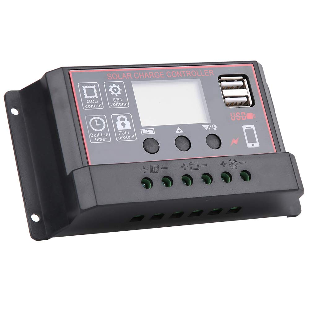 Tgoon 12V/24V Solar Charge Controller - Durable Renewable Energy Controller with Digital Display for Home, Yard, Outdoor & Commercial Use - Perfect for Solar Panels, RV, Boats, and Off-Grid Power Systems