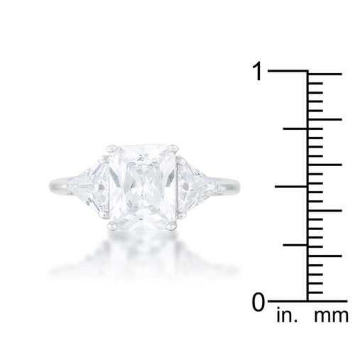 Classic Clear Rhodium Plated Engagement Ring for Women - Elegant Wedding Band, Promise Ring & Anniversary Jewelry Gift - Perfect for Proposals, Bridal Sets & Special Occasions