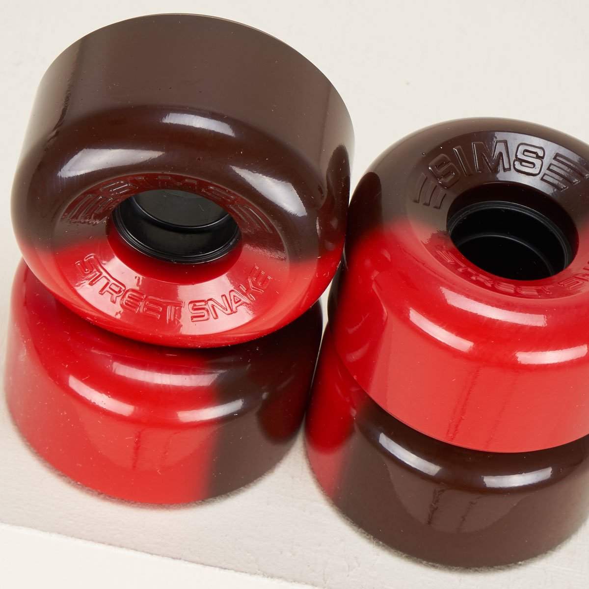 Sims Street Snakes 62mm 78a Skateboard Wheels - Red & Black - Perfect for Street Skating & Smooth Rides
