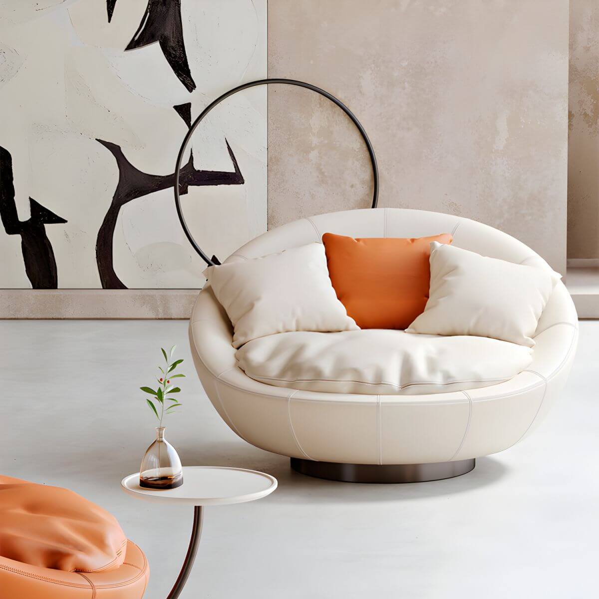 Modern White Swivel High Back Chair with Oversized Seat - Comfortable Office & Living Room Furniture for Home & Workspace