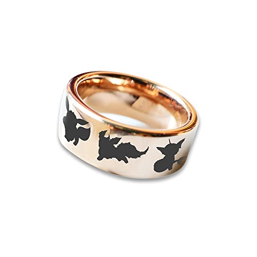 Eevee Evolution Wedding Ring - Pikachu Anime Jewelry Engagement Band for Pokemon Fans (Vaporeon, Flareon, Jolteon Styles) - Perfect Gift for Proposal, Anniversary & Cosplay Weddings