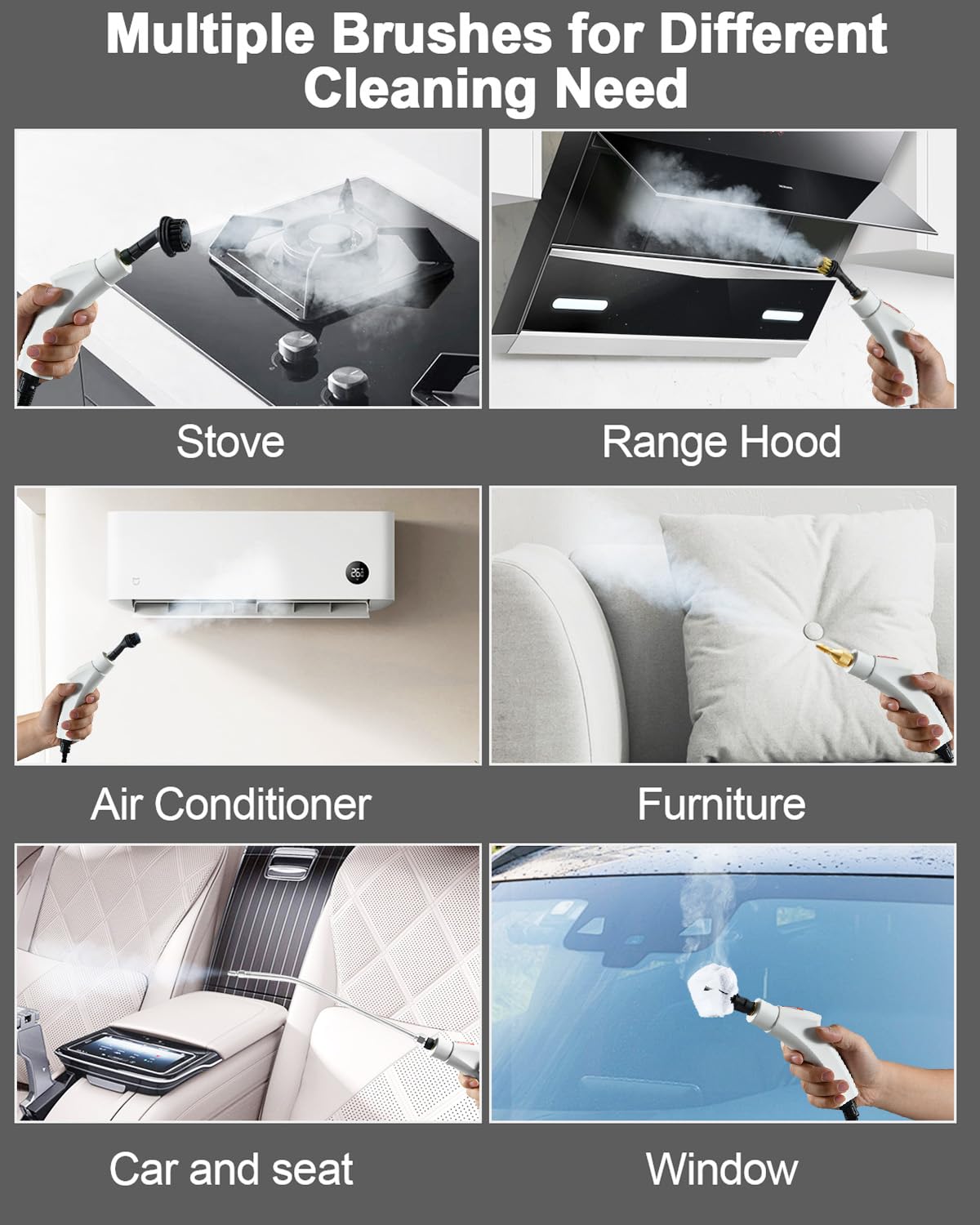 2500W Handheld Steam Cleaner - High Pressure Portable Steamer for Home, Car, Couch & Furniture - 10 Second Fast Heating - White | Perfect for Deep Cleaning Floors, Upholstery, Kitchen & Bathroom Surfaces