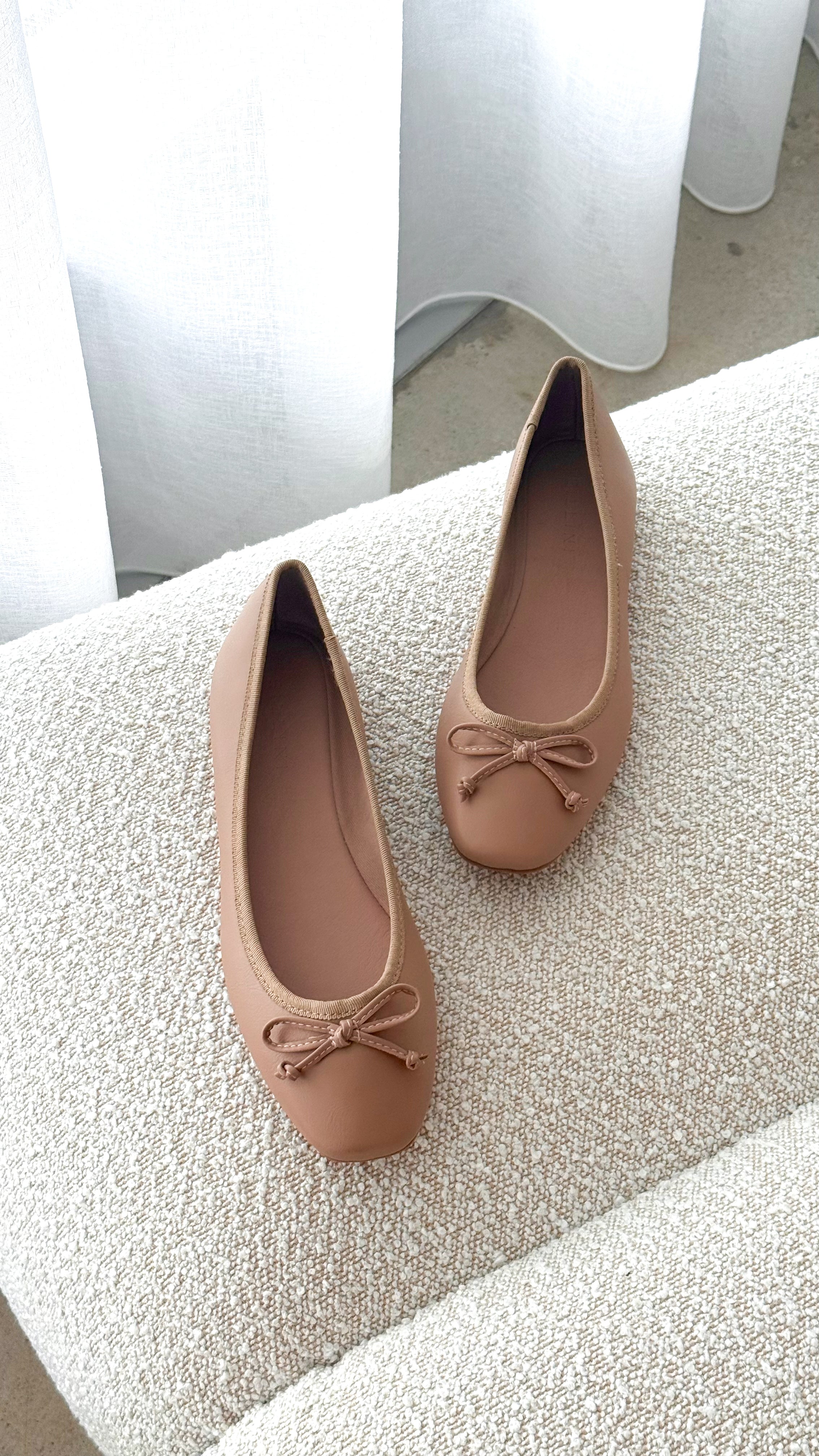 Women's Isaiah Ballet Flats - Dark Nude Comfortable Slip-On Shoes for Work, Office & Casual Wear