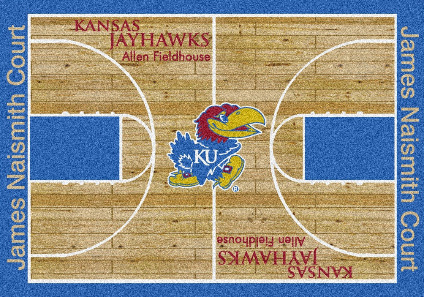 Kansas Jayhawks NCAA College Team Logo Floor Mats - Non-Slip Home Court Area Rugs for Living Room, Bedroom & Game Room Decor