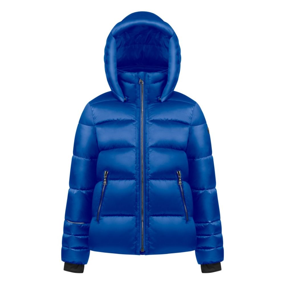 White Pepper Girls' Down Ski Jacket W23 – Infinity Blue | Waterproof Winter Coat for Kids 7-8 Years | Perfect for Snowboarding & Outdoor Adventures