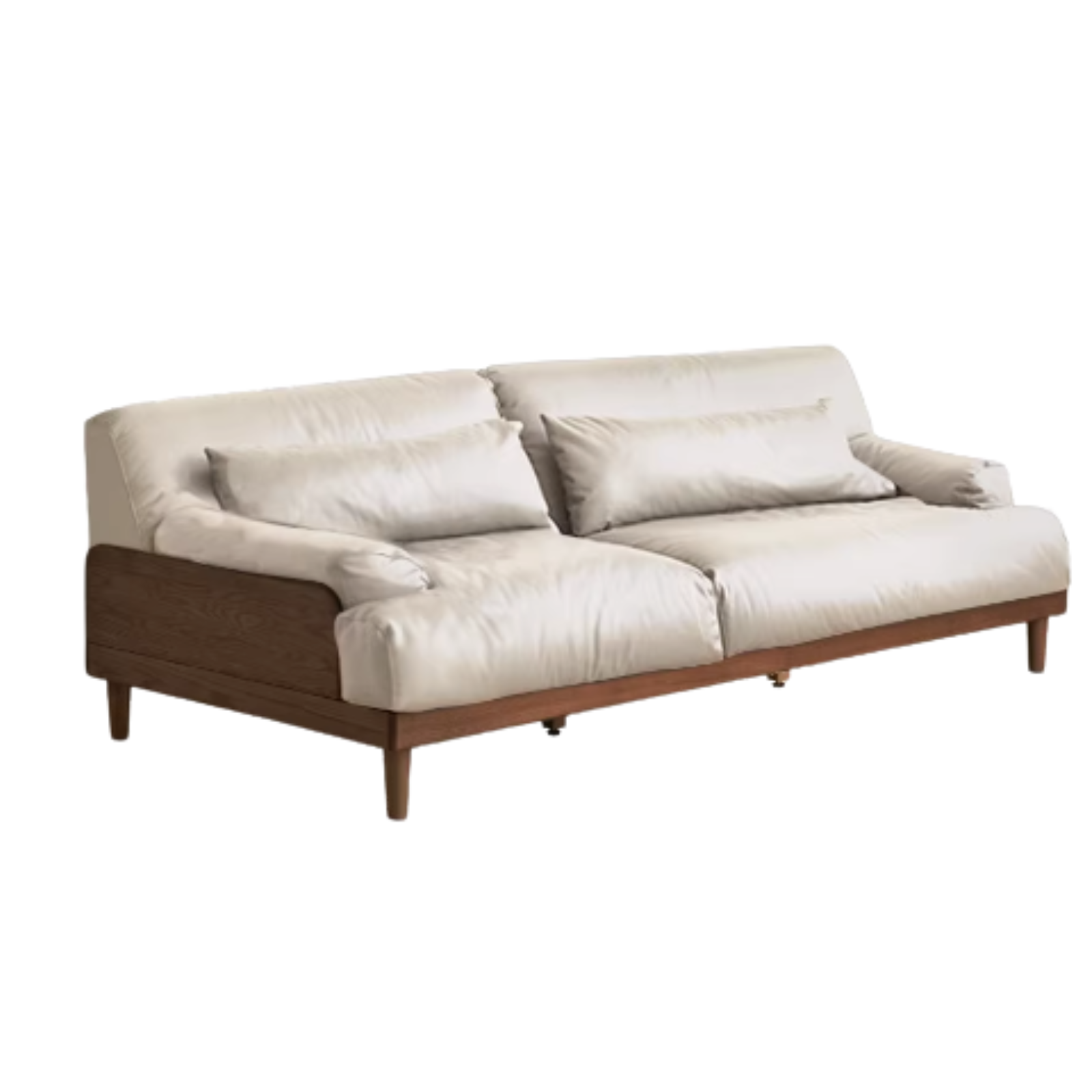 Premium Black Walnut & Oak Solid Wood Leather Recliner Sofa - Luxurious Comfort for Living Room, Lounge & Home Theater