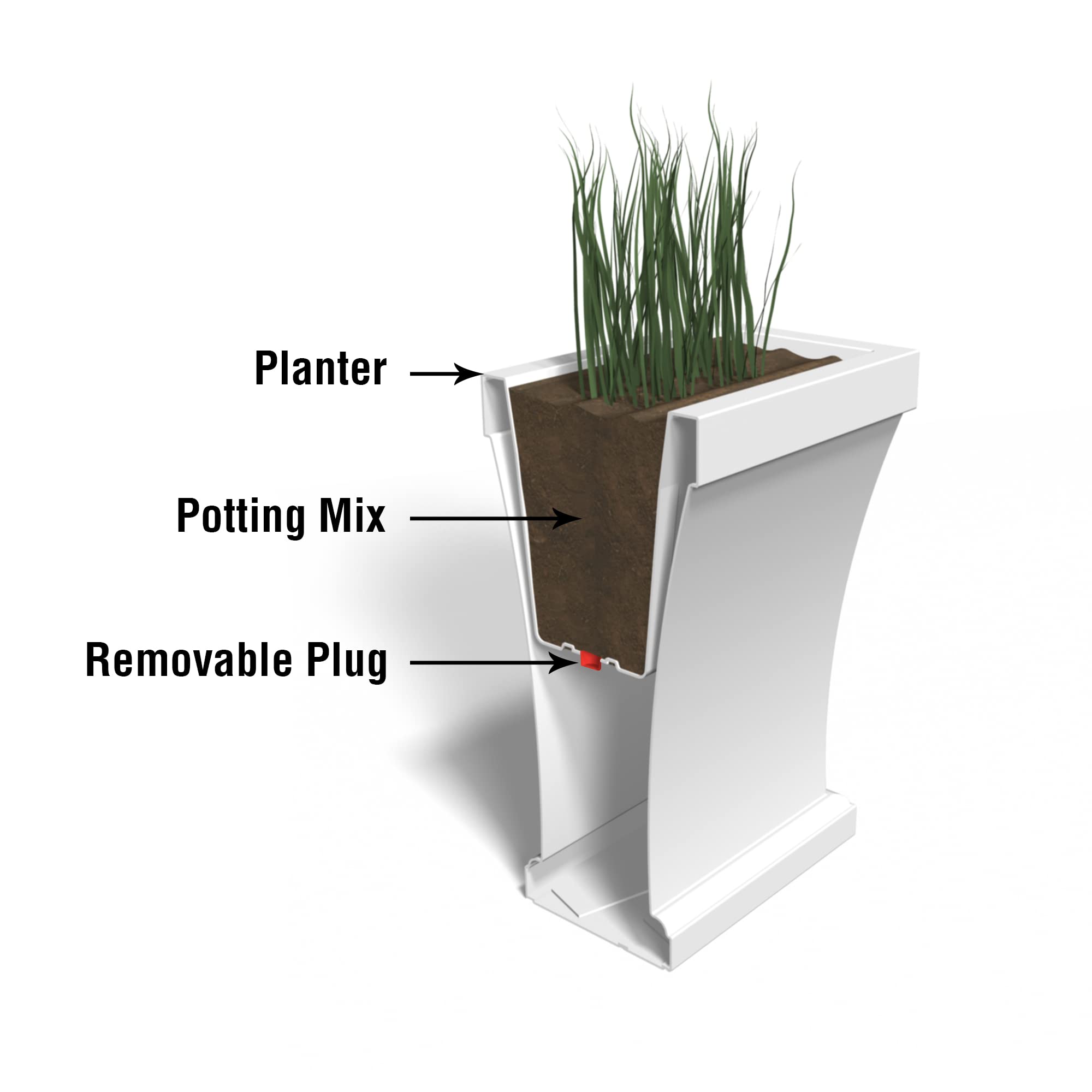 Mayne Bordeaux Trough Planter - White - 40