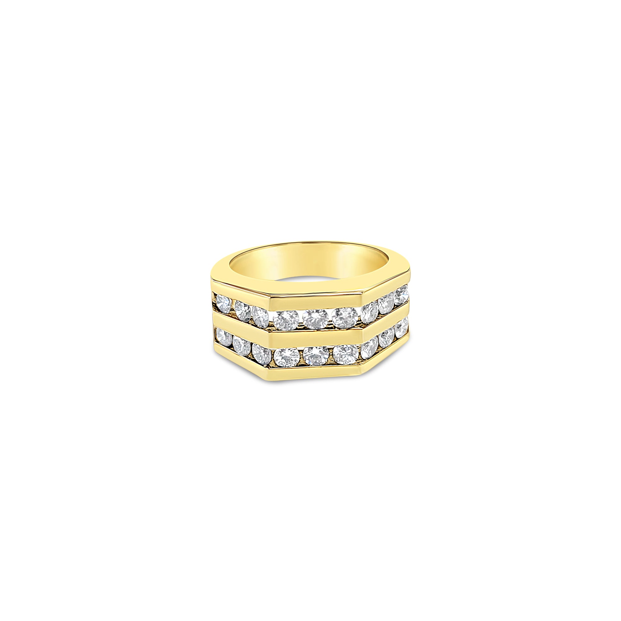 1.00cttw Double Row Diamond Band Ring - 14k Yellow Gold Wedding & Anniversary Jewelry for Women