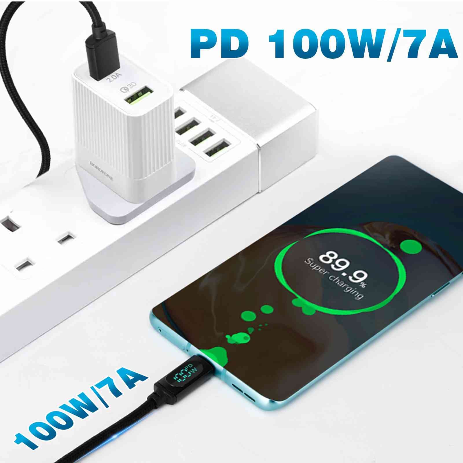100W Fast Charging USB C to USB C Cable 3.3ft 7A - PD Compatible for MacBook Pro 2020, Samsung Galaxy S23/S24, Pixel 7/8, Nintendo Switch | Durable Type C Charger for Travel, Office & Home Use