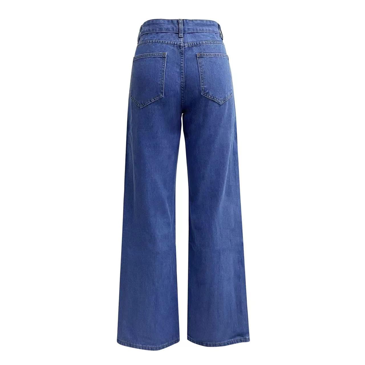 Women's High Waisted Boyfriend Cargo Jeans - Wide Leg Bootcut & Straight Leg Denim Pants (Dark Blue) | US Sizes Alpha, Large, Plus & Petite | Casual Wear, Street Style & Everyday Comfort
