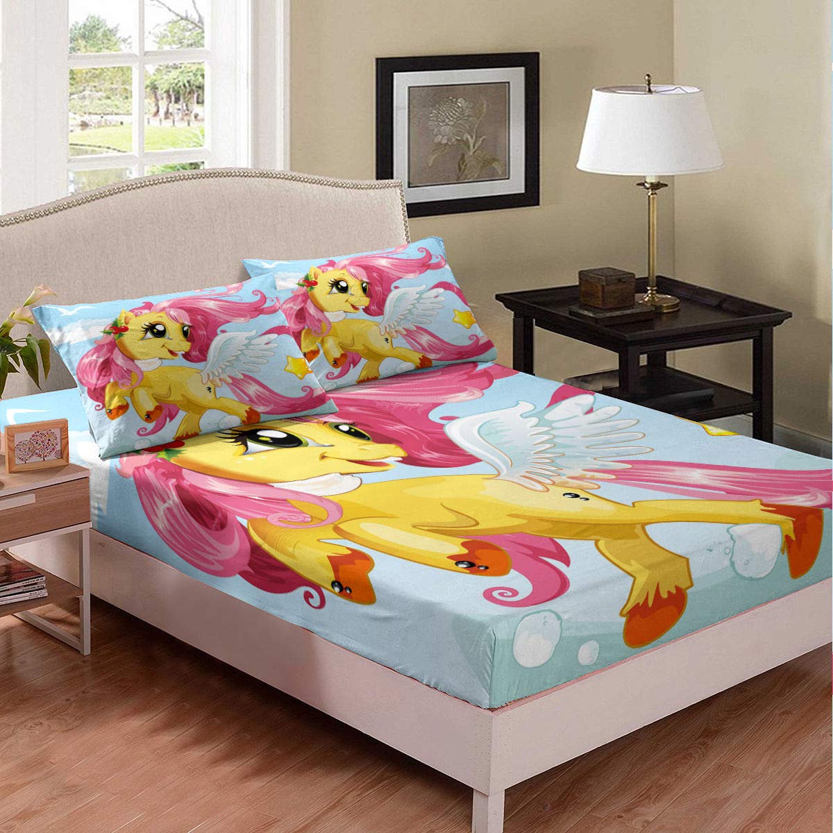 **Sweet Light Blue Princess Bedding Set for Girls & Teens - Twin XL Modern Animal Print Comforter Cover & 2-Piece Sheet Set with Pillowcase - Perfect for Kids' Rooms, Dorm Decor & Cozy Bedtime**