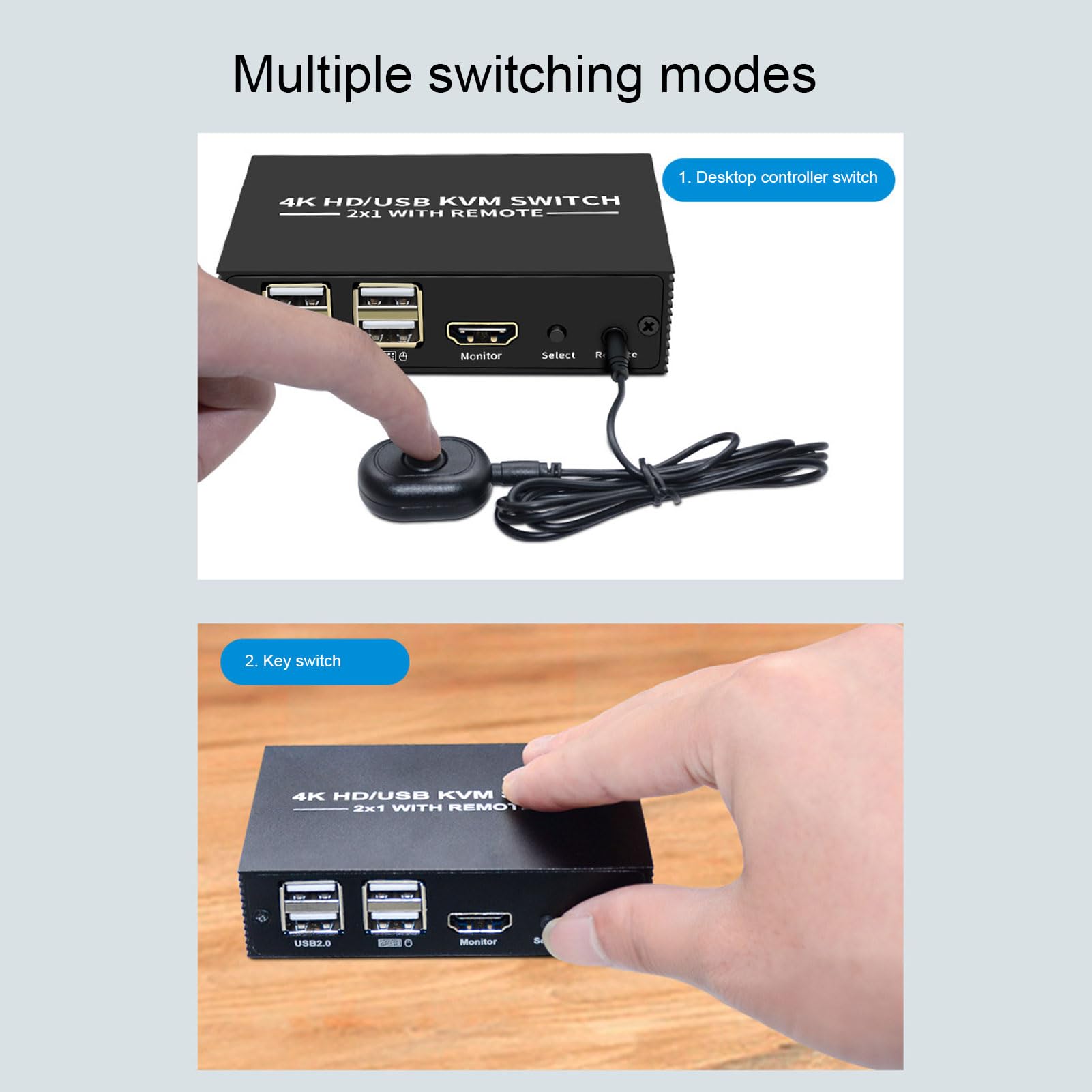 4K HDMI KVM Switch for 2 Computers - Share Keyboard, Mouse & Monitor for Office/Home