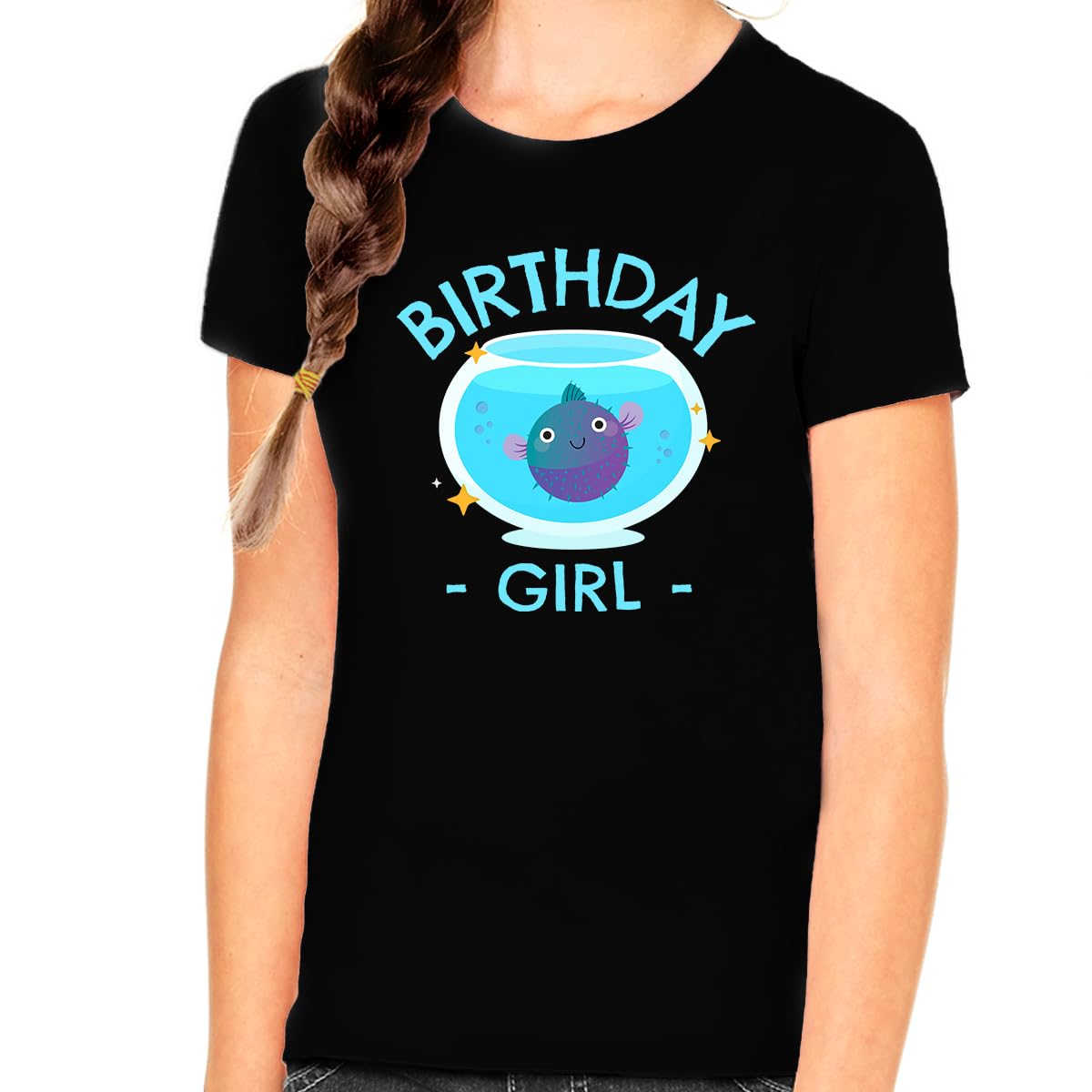 Fire Fit Designs Birthday Girl Shirt - Cute Fish Print Youth & Toddler T-Shirt - Perfect Birthday Gift for Girls - Great for Birthday Parties, Photo Shoots & Special Occasions