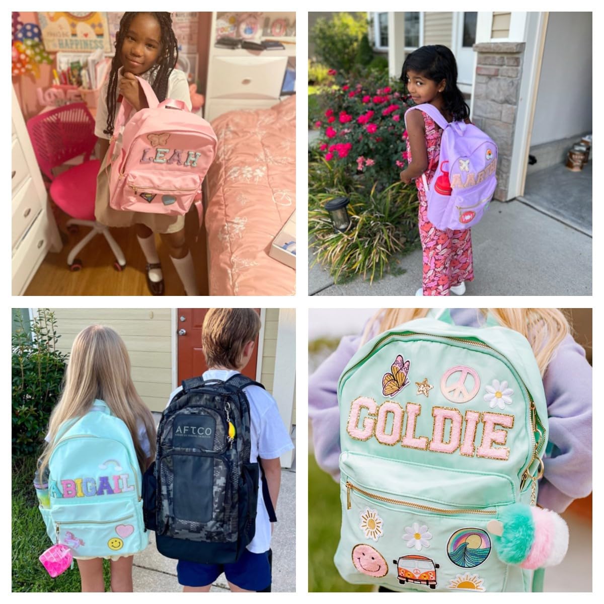 Personalized Backpack Lunch Bag for Kids - Custom Name Patch Nylon School Backpack for Boys & Girls - Perfect for Back to School, Birthday Gifts & Christmas Presents - Ideal for Daily Use, Travel & Outdoor Activities