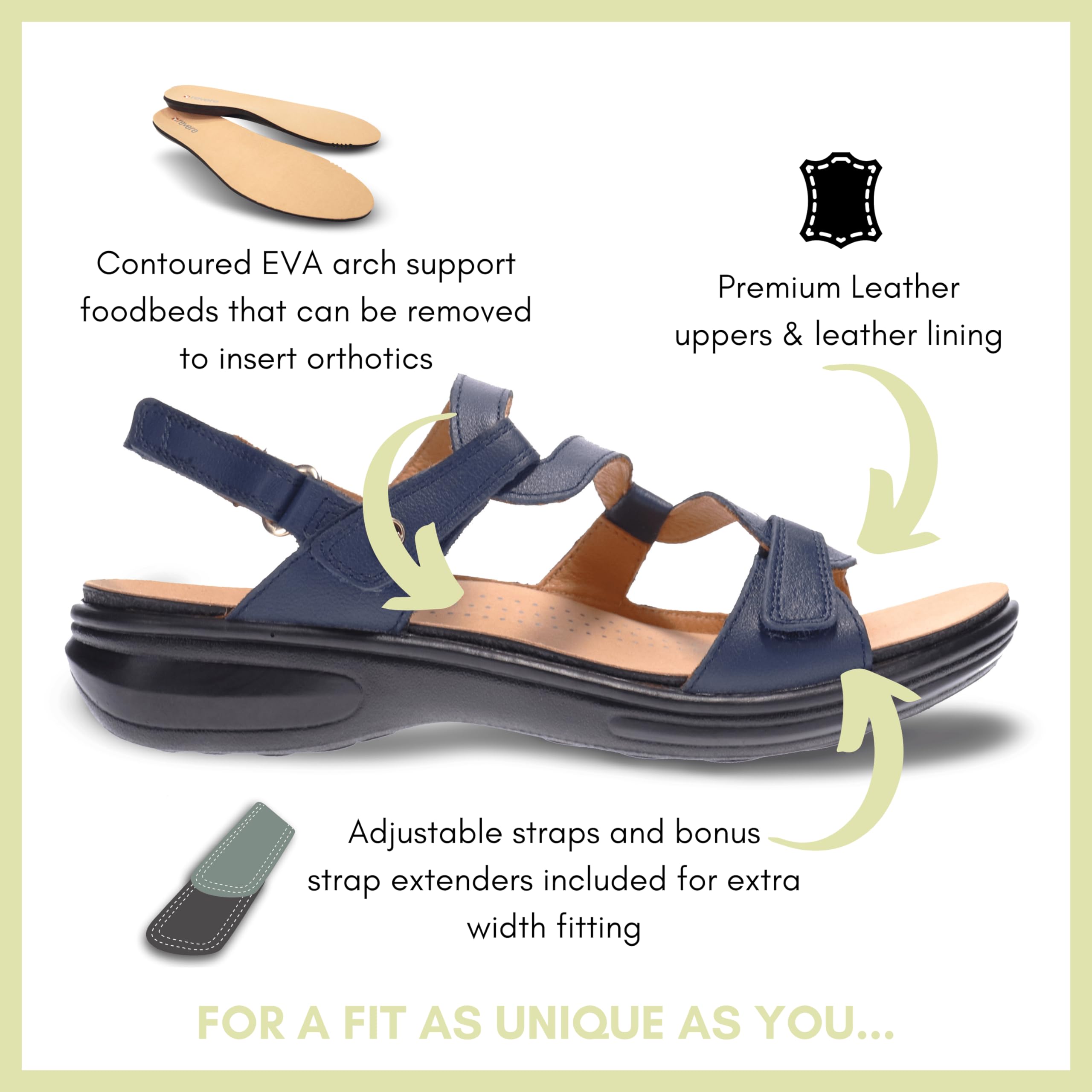 Revere Women's Miami Leather Sandals - Comfortable & Stylish Flip Flops for Beach, Pool & Summer Outfits