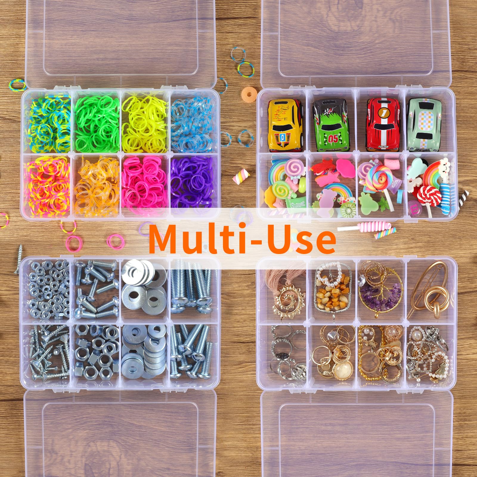 QUEFE 4-Pack Bead Organizer Box with Dividers - for Jewelry, Crafts & Small Parts Storage