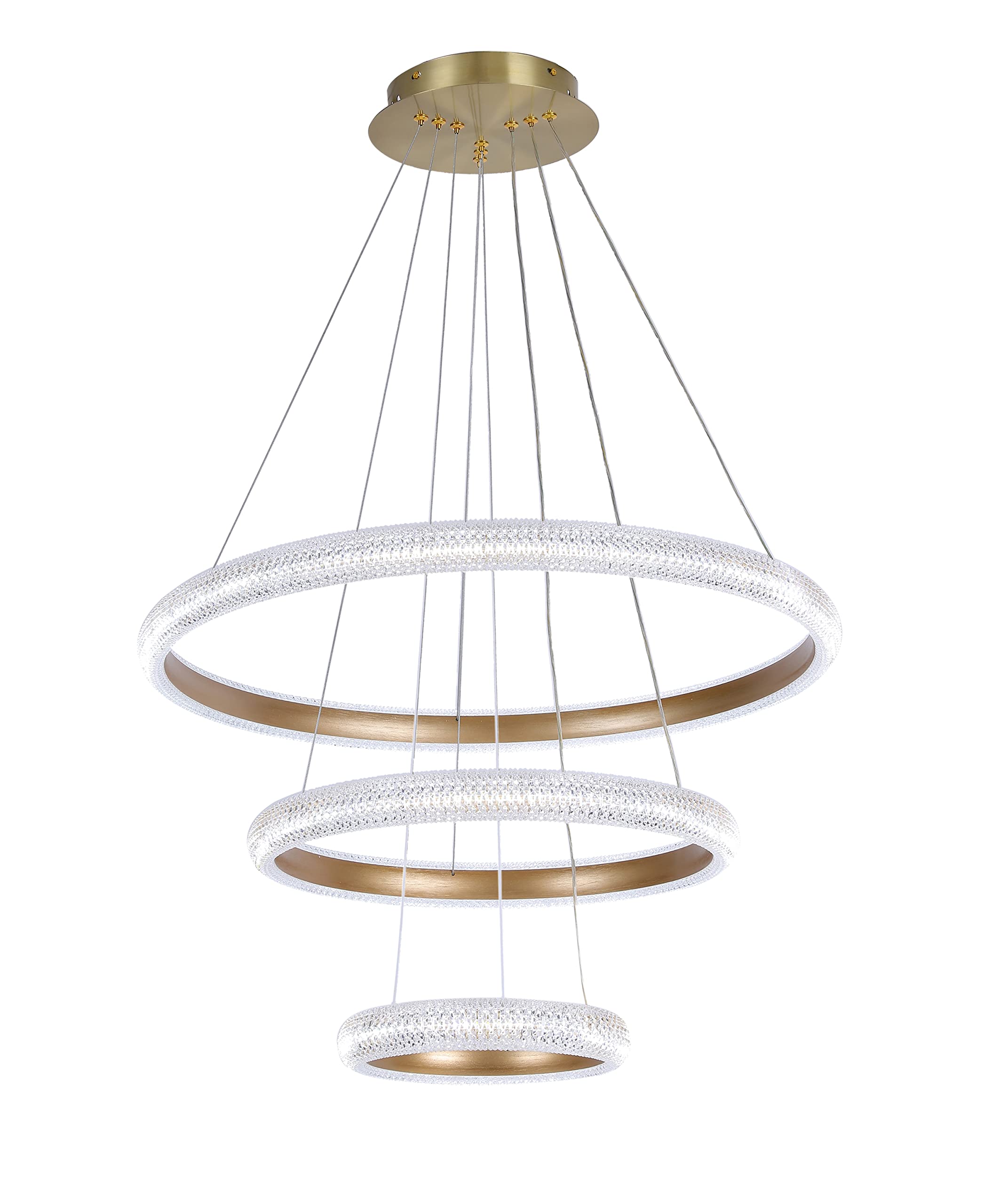 Modern 3-Ring LED Chandelier - Adjustable Pendant Light for Dining Room & Bedroom