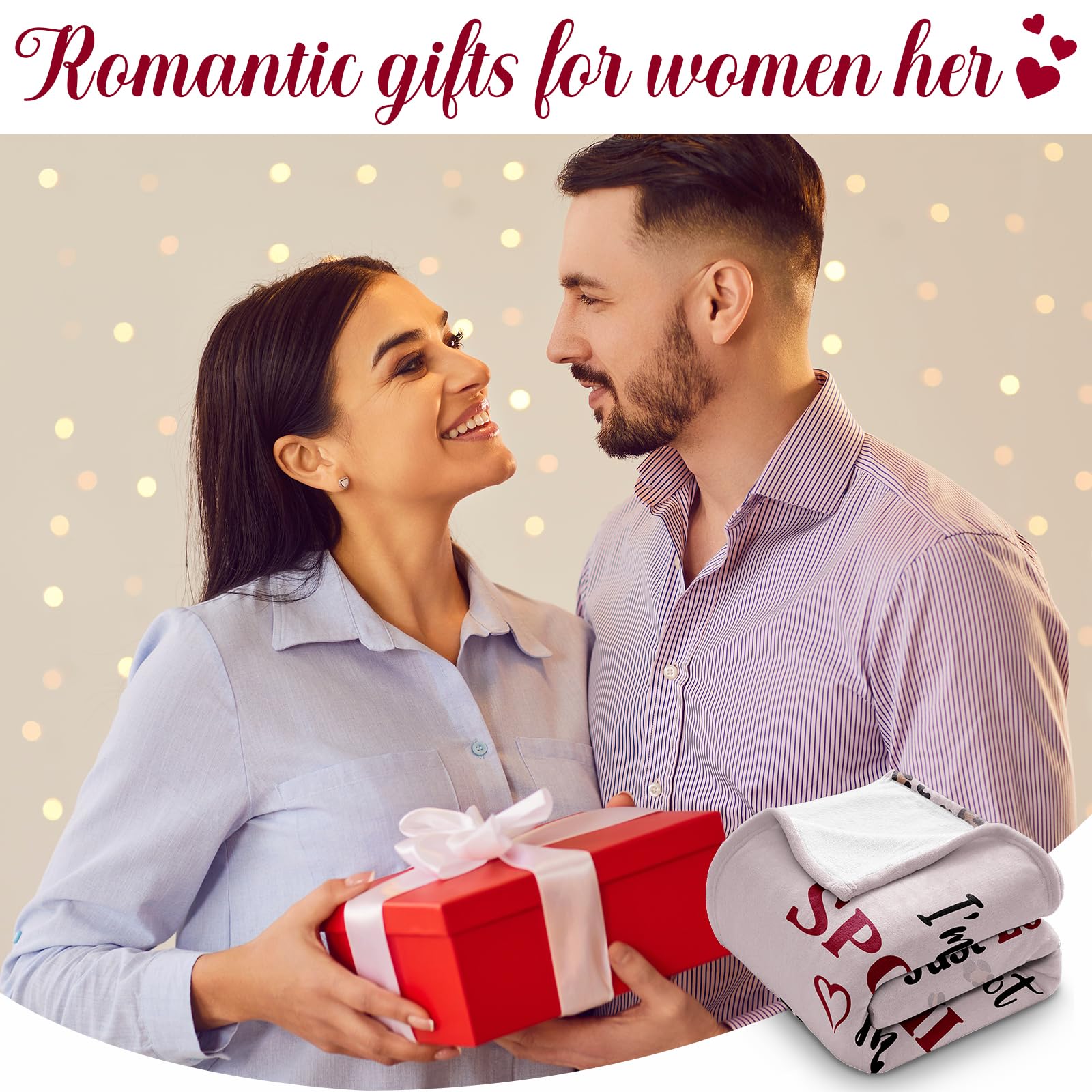 Premium 60x50in Soft Throw Blanket for Wife - Valentine's Day, Anniversary & Birthday Gifts for Her - Cozy Christmas & Mother's Day Present - Perfect for Cuddling on Couches, Beds & Movie Nights