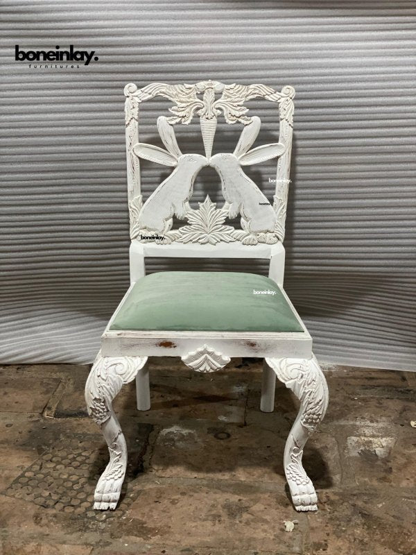 Hand Carved Menagerie Dining Chairs Set of 2 - Exotic Wooden Table Chairs for Kitchen, Dining Room & Restaurant - Elegant Handcrafted Wood Furniture for Home Decor