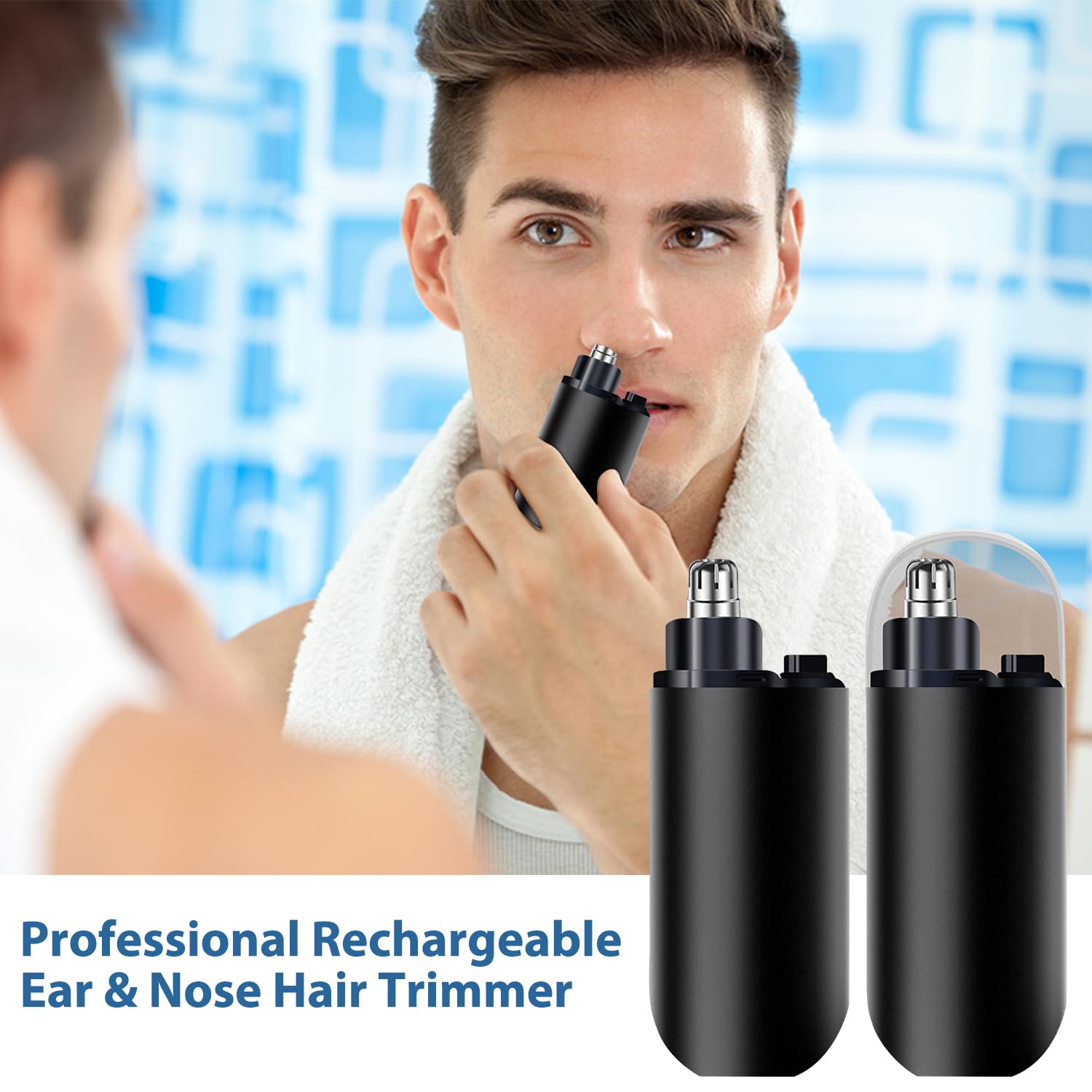 Premium USB Rechargeable Nose & Ear Hair Trimmer for Men - Waterproof 2-in-1 Grooming Kit with Stainless Steel Blades & LED Light - Compact Travel Design - Perfect Gift for Dad, Husband, Boyfriend - Ideal for Home, Gym, Office & Travel - Essential for Daily Grooming & Personal Care - Great for Business Trips, Meetings & Home Grooming Routine - Best for Travelers, Professionals & Busy Lifestyles