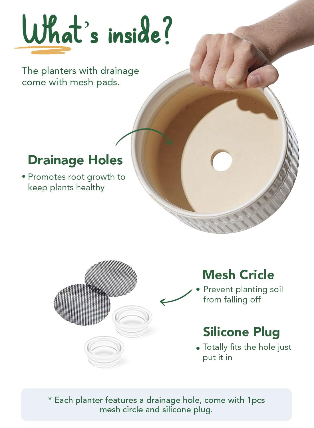 LE TAUCI 6.5+8 Inch Ceramic Succulent Plant Pots with Drainage Hole - Modern Round Decorative Flower Pots Set of 2, Reactive Glaze White - Perfect for Indoor Plants, Home Decor, Office Desk & Gift Ideas