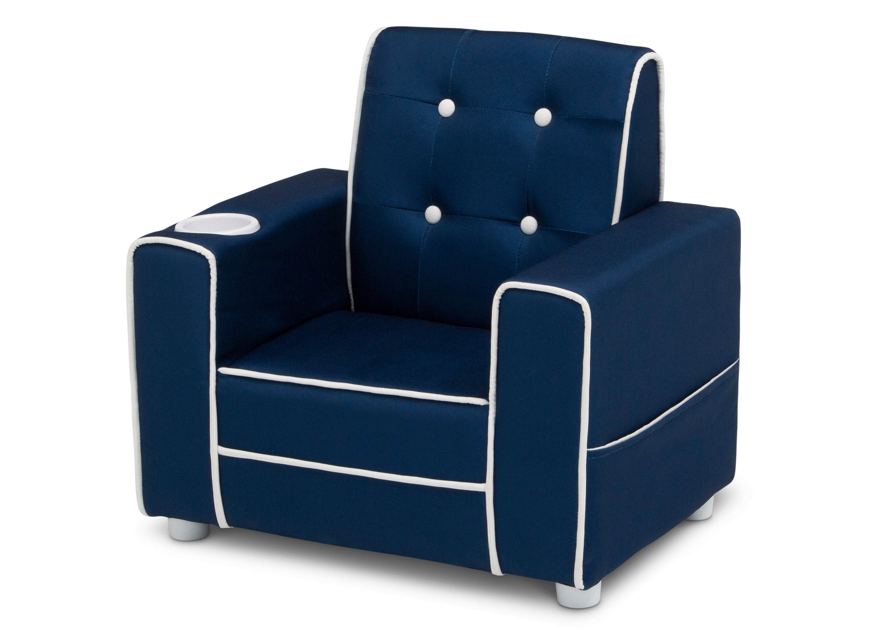 Chelsea Kids Upholstered Chair with Cup Holder - Comfortable Children's Armchair for Reading, Gaming & Relaxing - Perfect for Bedroom, Playroom or Nursery