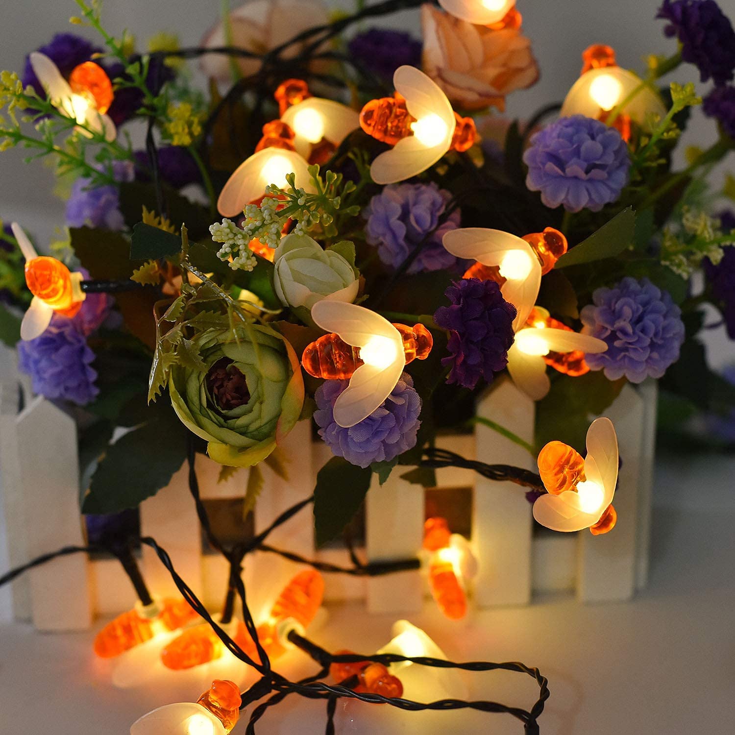 Solar Bee String Lights 30 LED - Waterproof Outdoor Fairy Lights for Garden, Wedding, Party