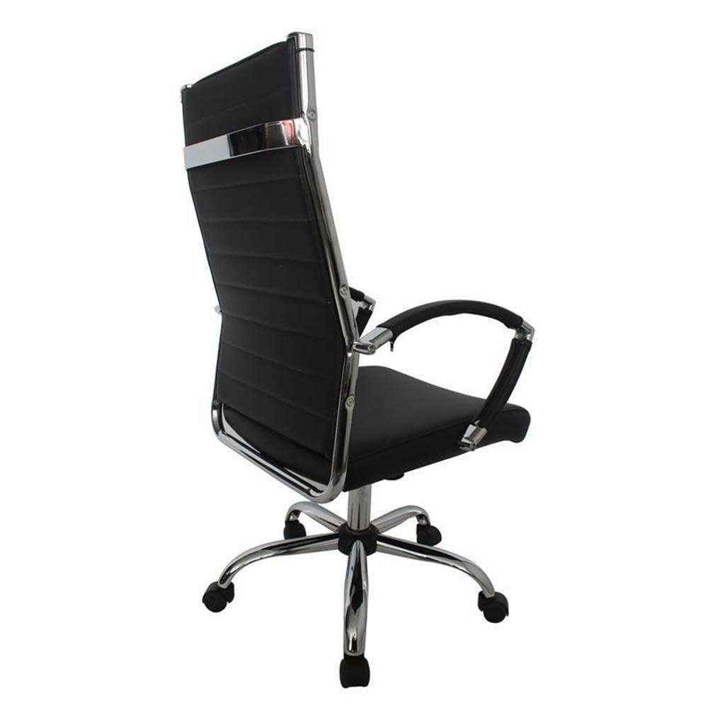 Furniture of America Damse Faux Leather Large Adjustable Office Chair in Black - Ergonomic Executive Desk Chair for Home Office, Gaming & Workstation